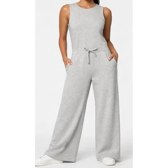 Spanx AirEssentials Sleeveless Jumpsuit Light Grey Heather Womens Large NWT - Picture 8 of 8